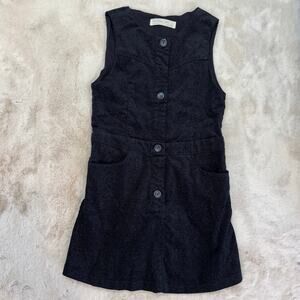 Zara Girls Black Corduroy Paisley Button Up Jumper Dress size 8